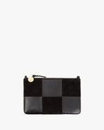 Black Suede & Nappa Wallet Clutch with Tabs