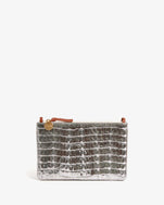 Silver Metallic Croco Wallet Clutch w/ Tabs