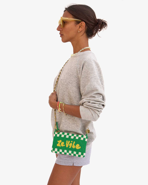 Le Vibe Wallet Clutch on Haley side