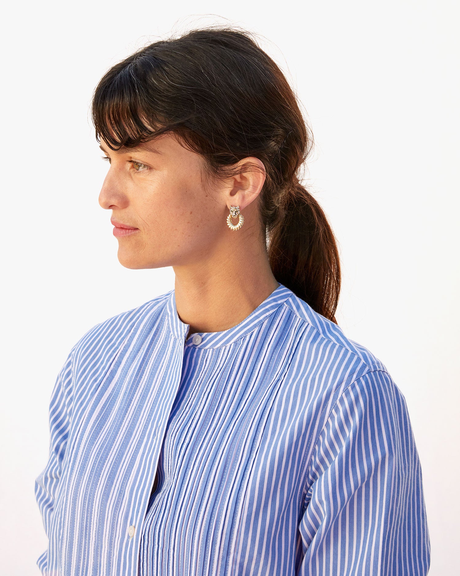 Danica wearing the Whiskers Doorknocker Earrings