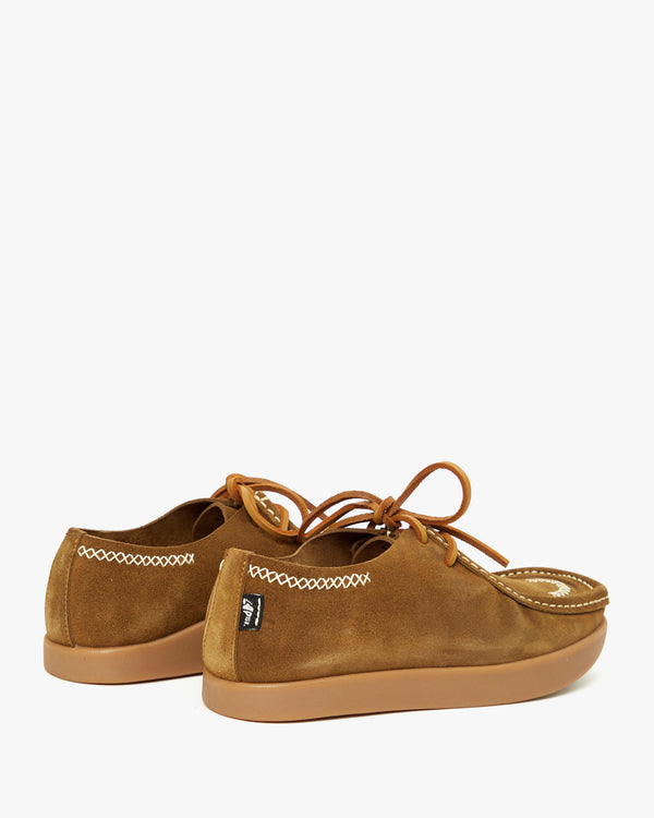 side angled view of the Yogi Footwear Willard Shoes in Moss  from the back