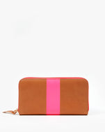 Cuoio w/ Neon Pink Stripe Zip Wallet