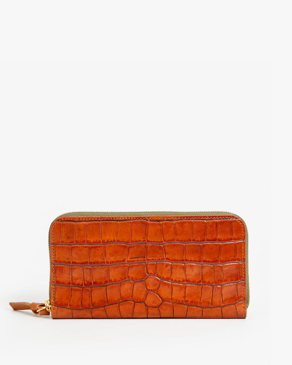 Front of the Cuoio Autumn Croco Zip Wallet