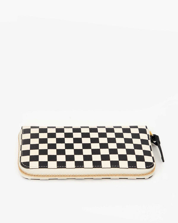 Checkered Key Wallet - Cream