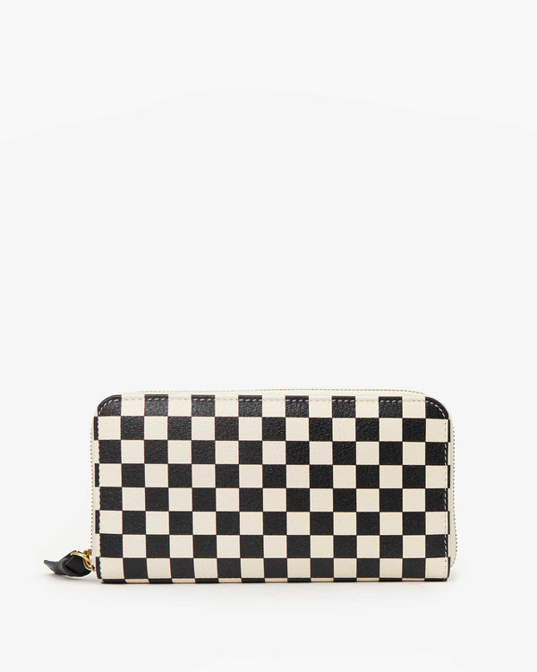 Black & Cream Checkers Zip Wallet