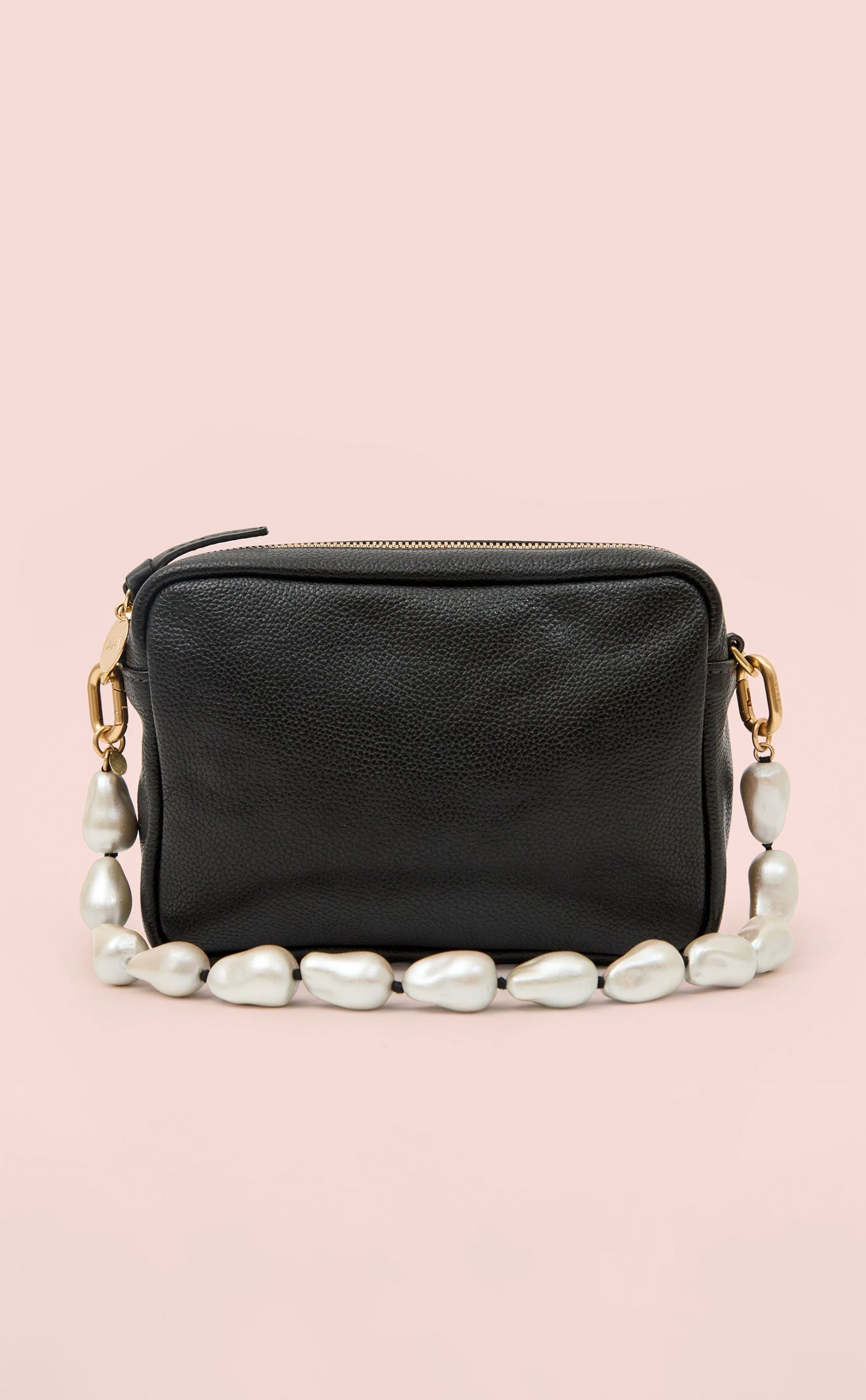 Black Petit Caviar with Cream Baroque Pearl Shortie Strap.