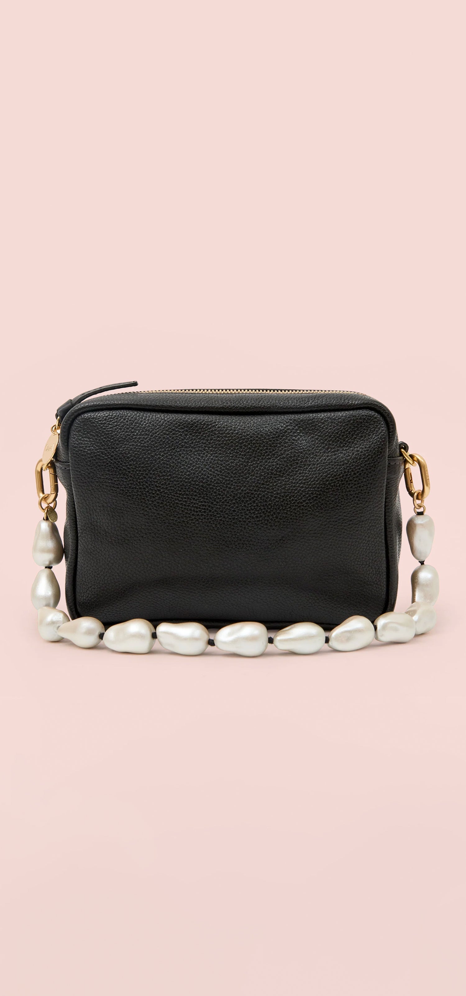 Black Petit Caviar with Cream Baroque Pearl Shortie Strap.