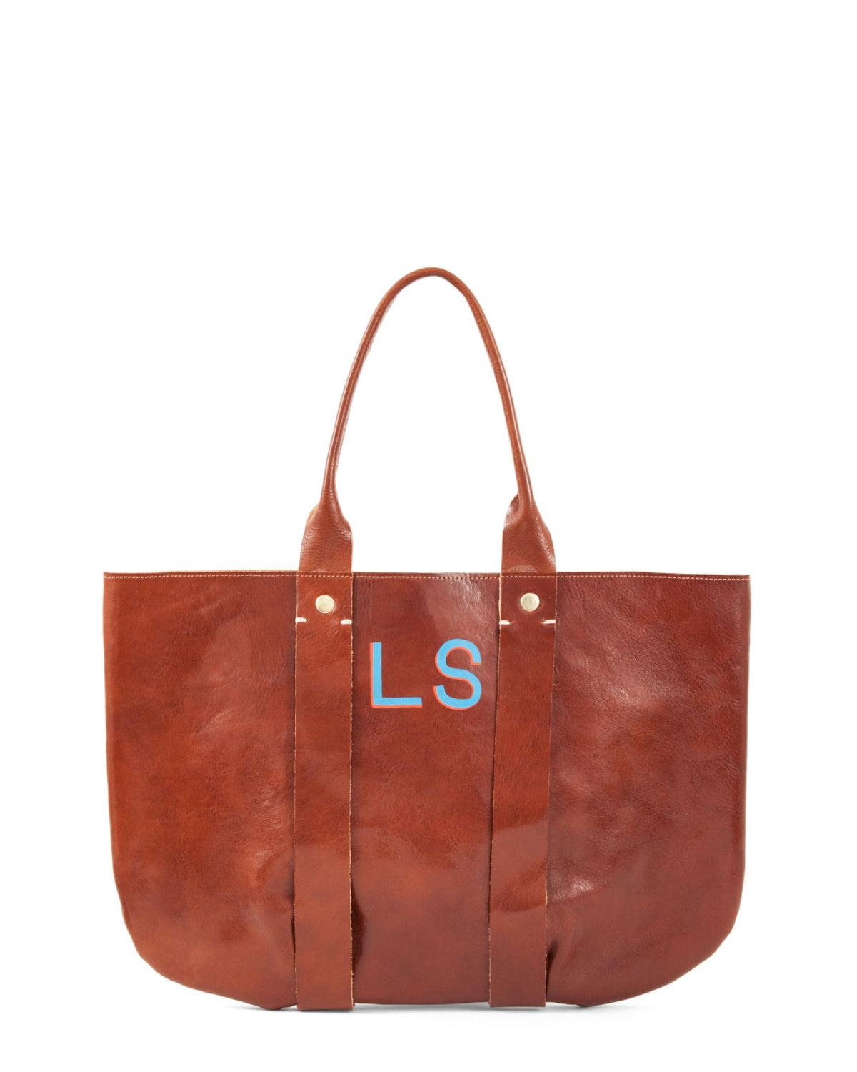Brown La Tropezienne with 2 Inch Hand Painted Letters On The Top Center Of The Bag.
