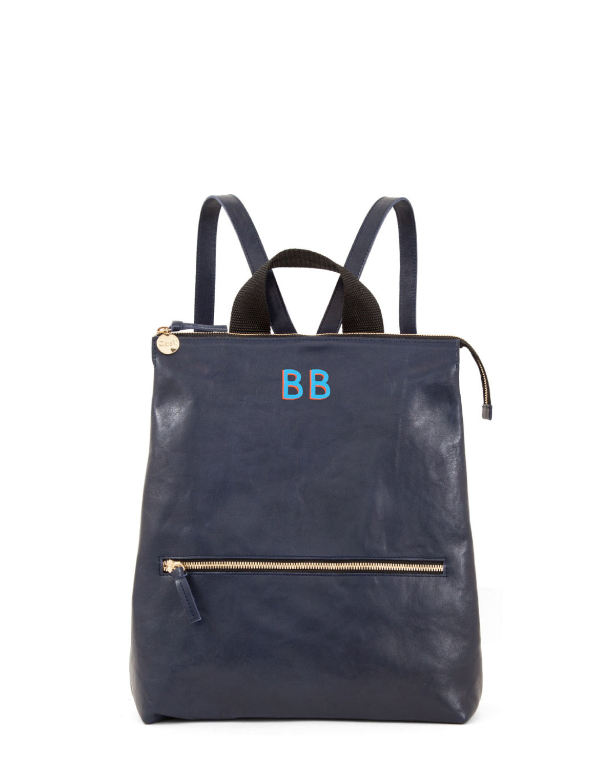 Navy Remi Backpack with 1 Inch Hand Painted Letters In The Top Center Placement.