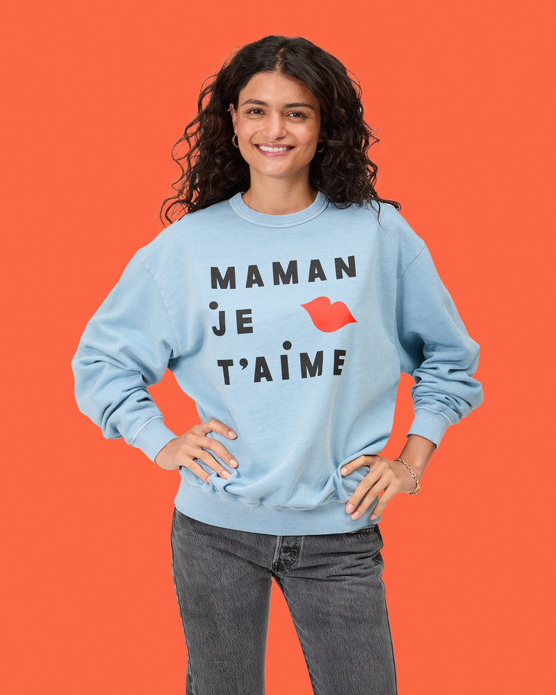 Light Sunfaded Blue CV x Every Mother Counts Sweatshirt. 