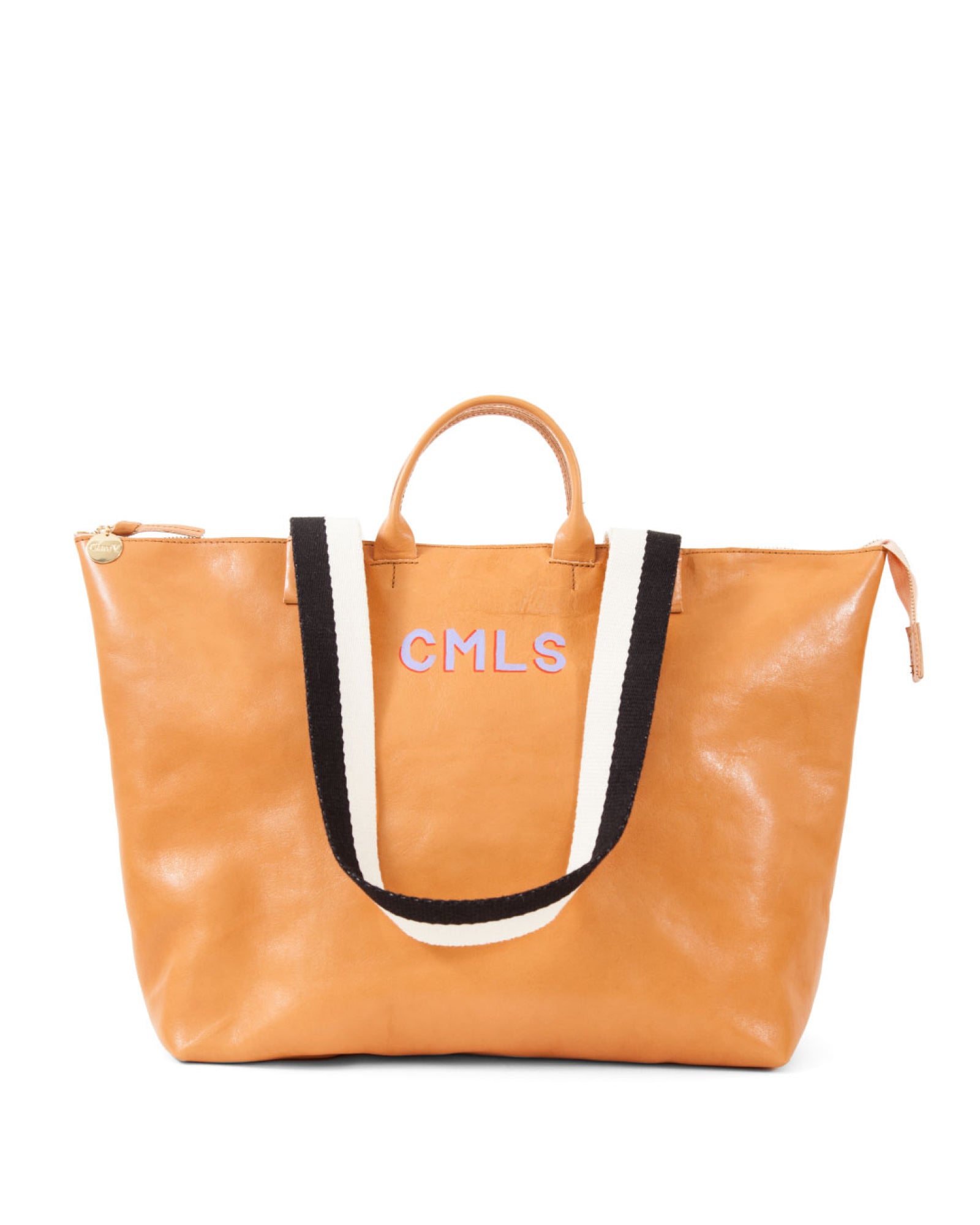 Natural Le Zip Sac with 1 Inch Hand Painted Letters with Top Center Placement