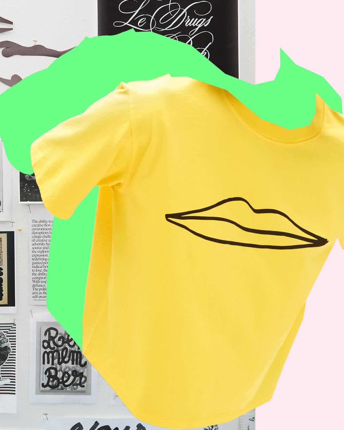 Bright Yellow with Surrealisme Lips Le Carré Tee.