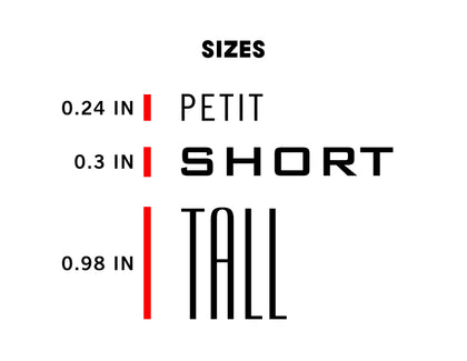 Gold Foil Monogram Sizes with inches listed per font style.