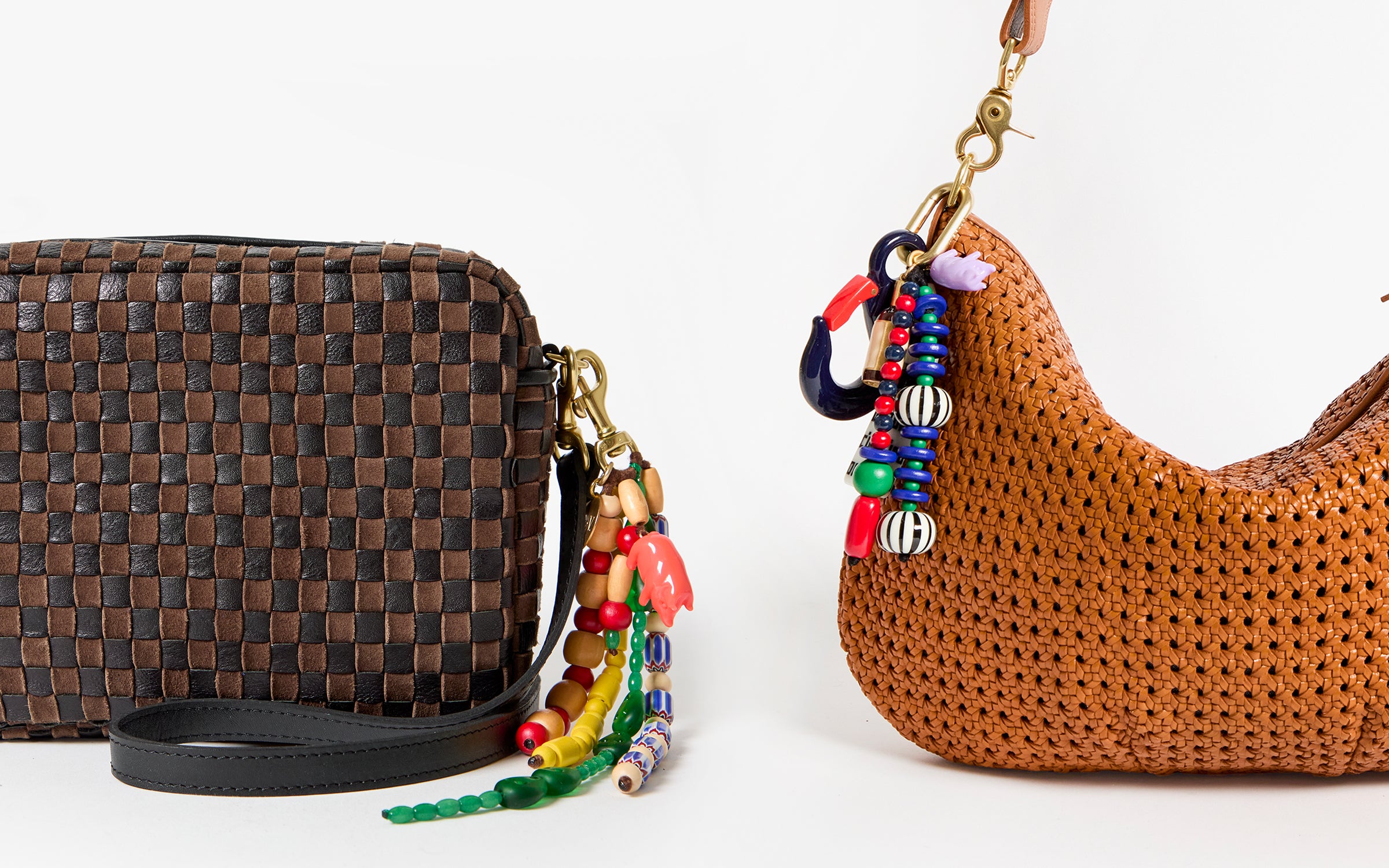 Midi Sac and Moyen Messenger with Bag Fobs. 