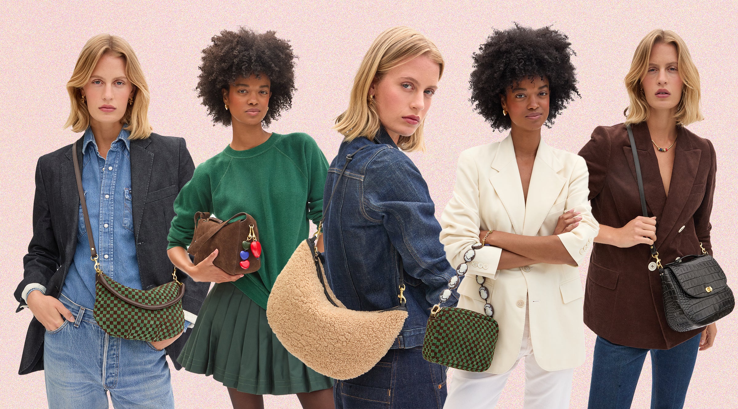 Models carrying bags from our holiday collection.