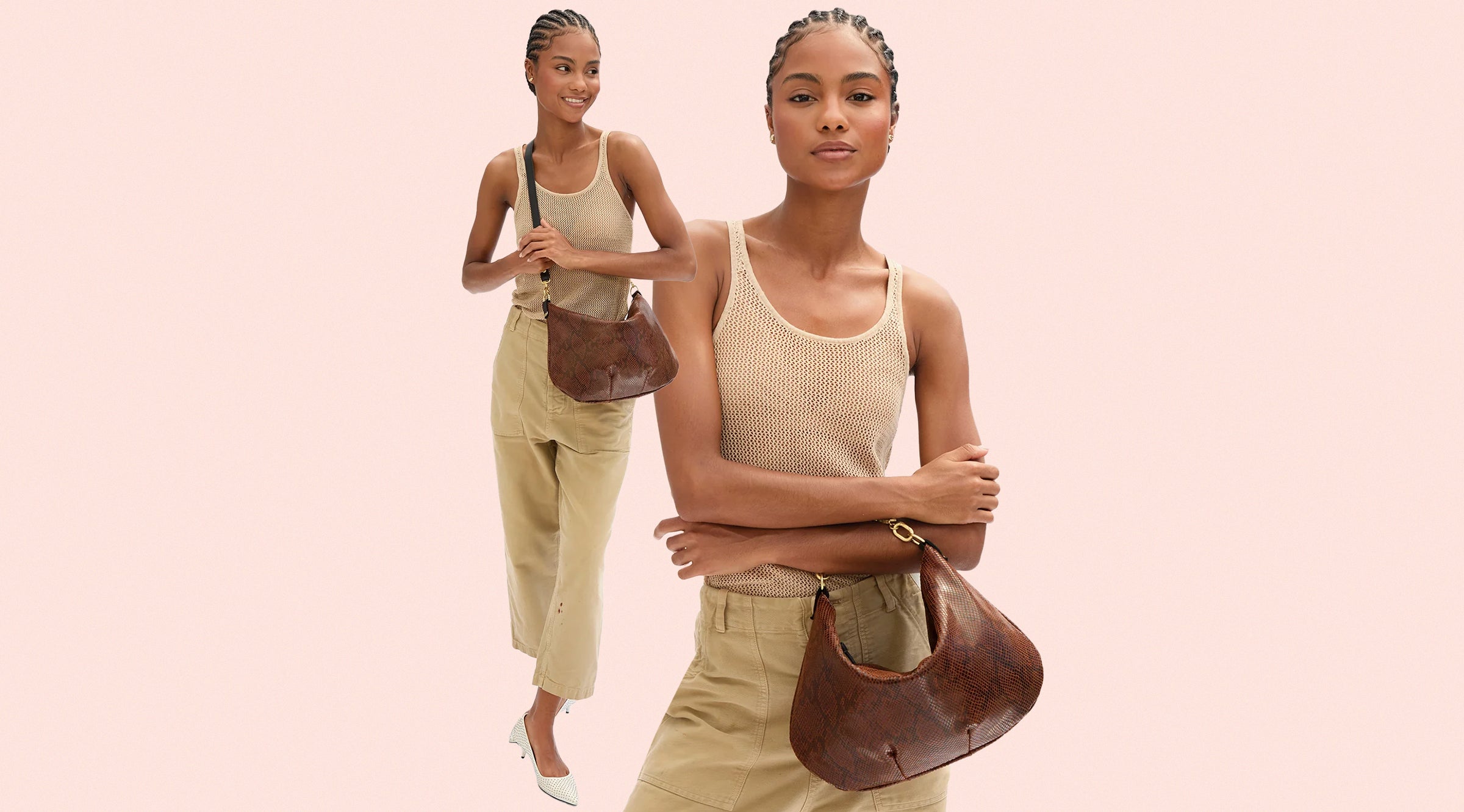 Model carrying the Auburn Python Moyen Messenger. 