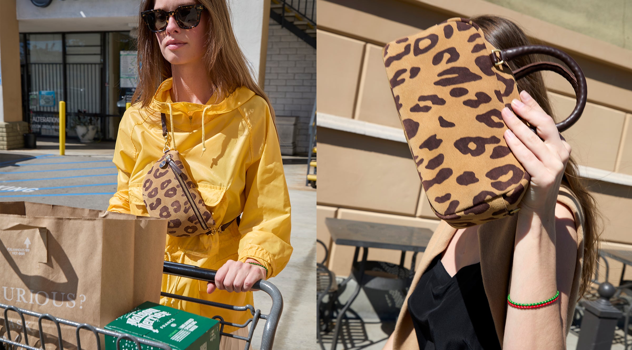 Model carrying the Pablo Cat Petite Fanny and Petite Claudine.