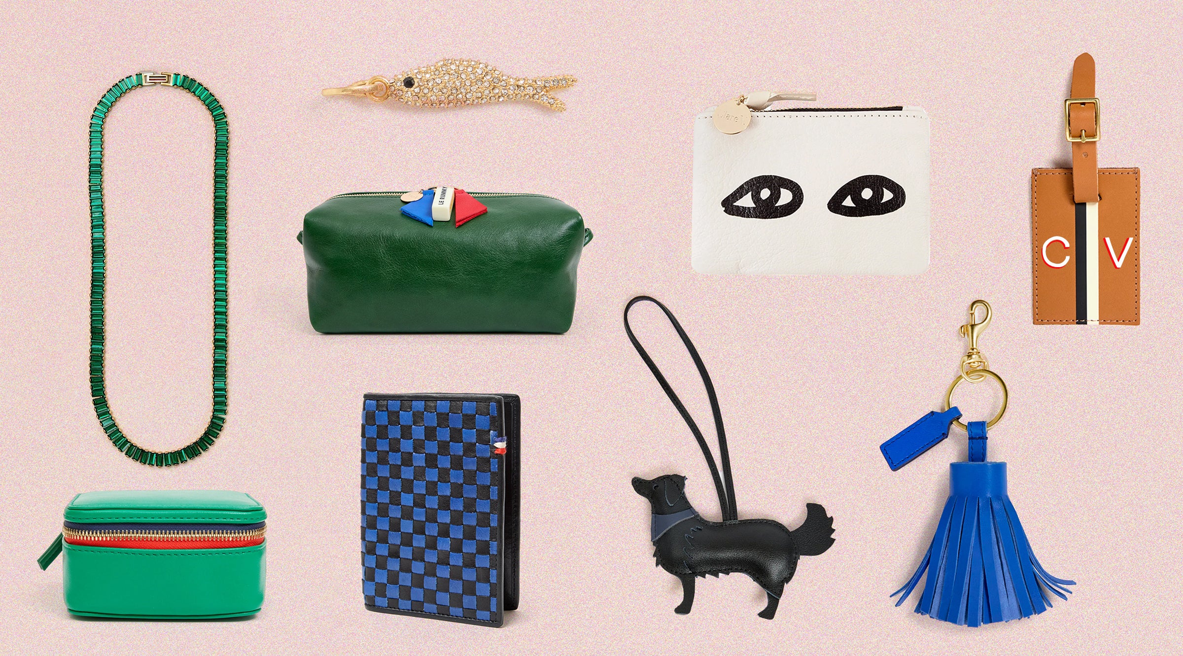 Assortment of Clare V. accessories. 