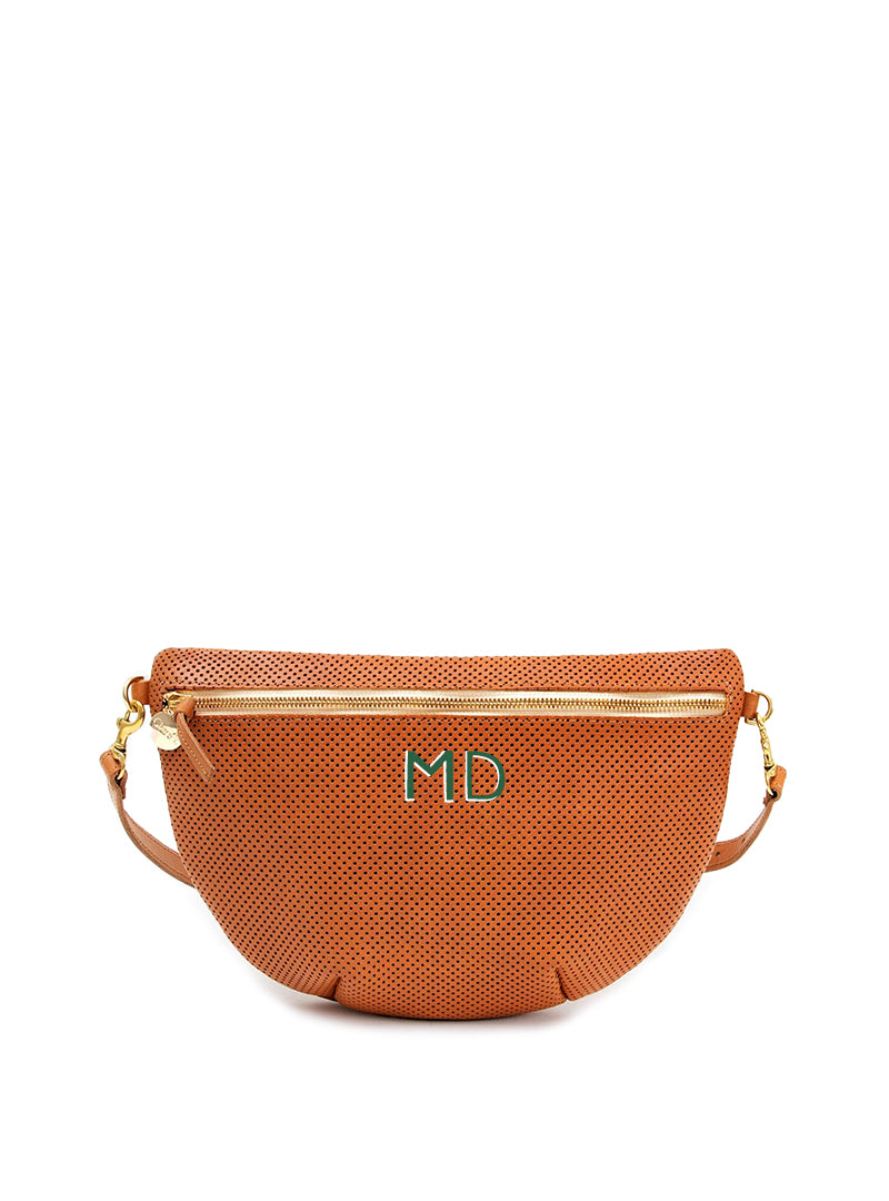 Cuoio Perf Grande Fanny with hand painted monogram. 