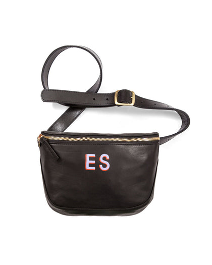 Black Fanny Pack with handpainted monogram.