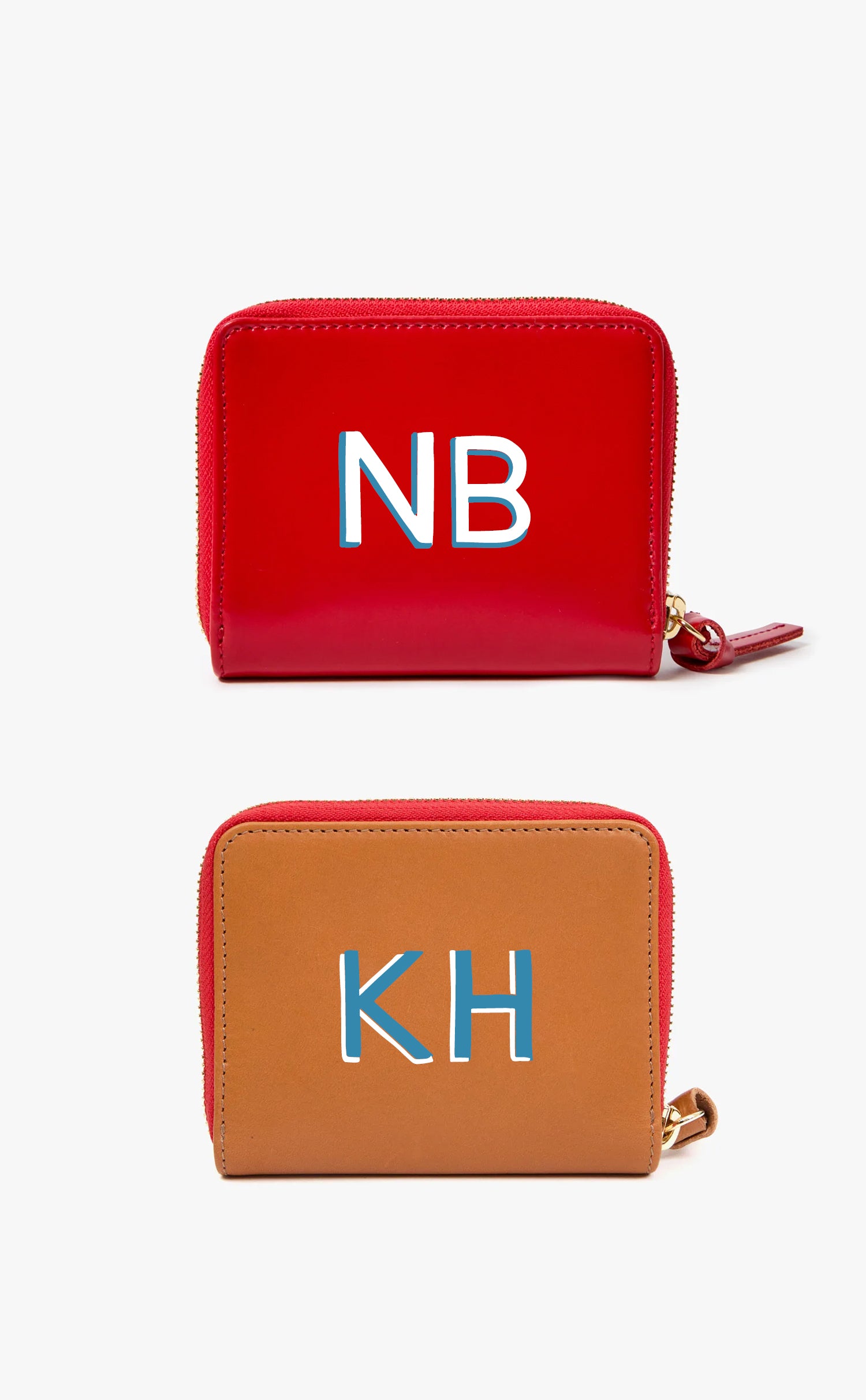 Petit Zip Wallets with hand painted monograms.