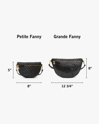 Petite Fanny with dimensions 5 inches tall by 8 inches wide next to Grande Fanny with dimensions 8 inches tall by 12 3/4 inches wide