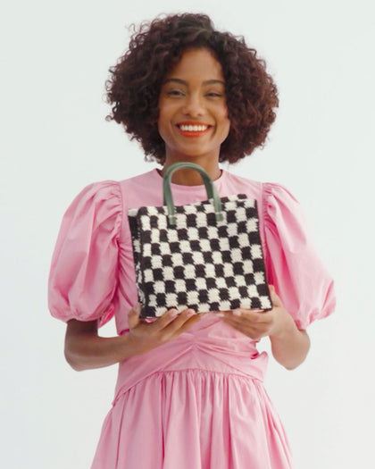 Petit Summer Simple Tote in Black and Cream Checkers Video