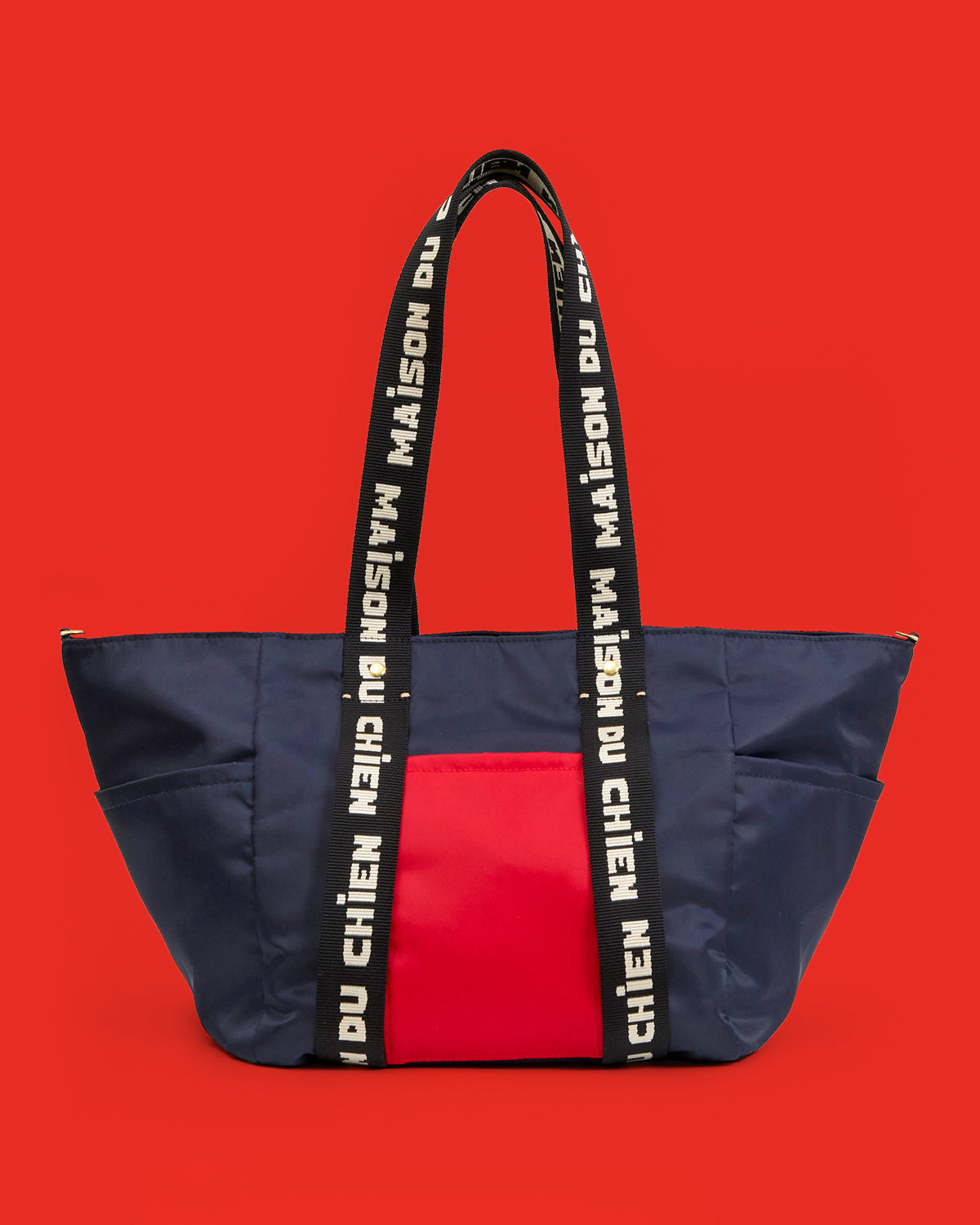 Clare V. x The Dogist Navy Le Box Tote Sportif.