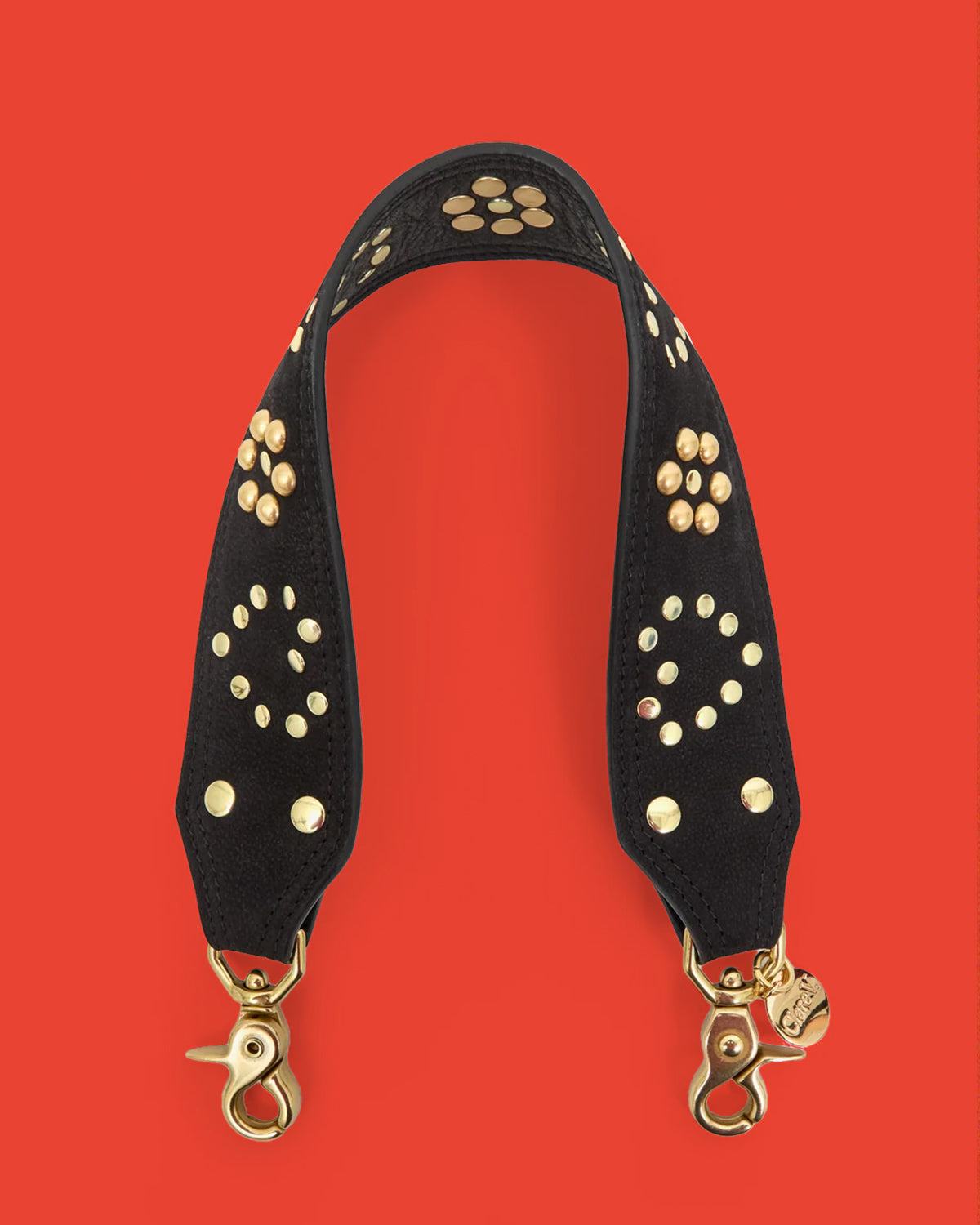 Black Heart Studded Leather Shoulder Strap.