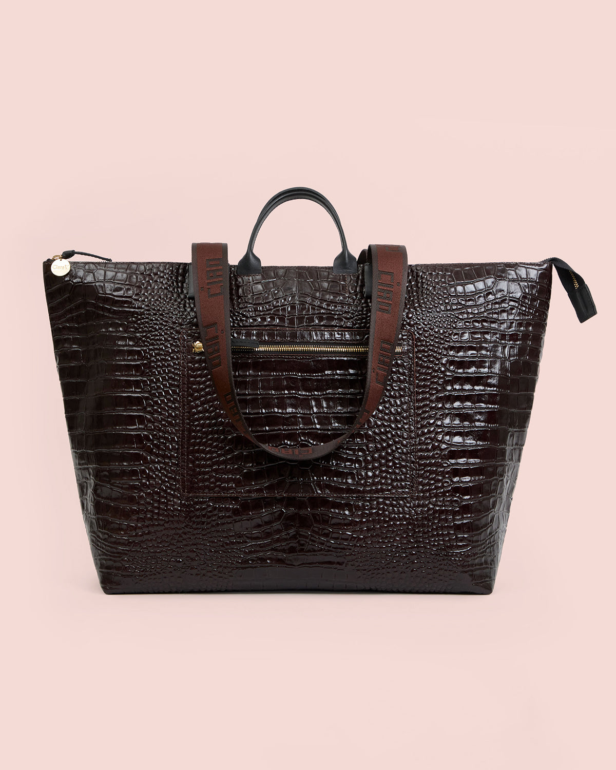 Mahogany Embossed Croco w/ Travel Pocket Grand Zip Sac.
Grand Zip Sac
 Gr