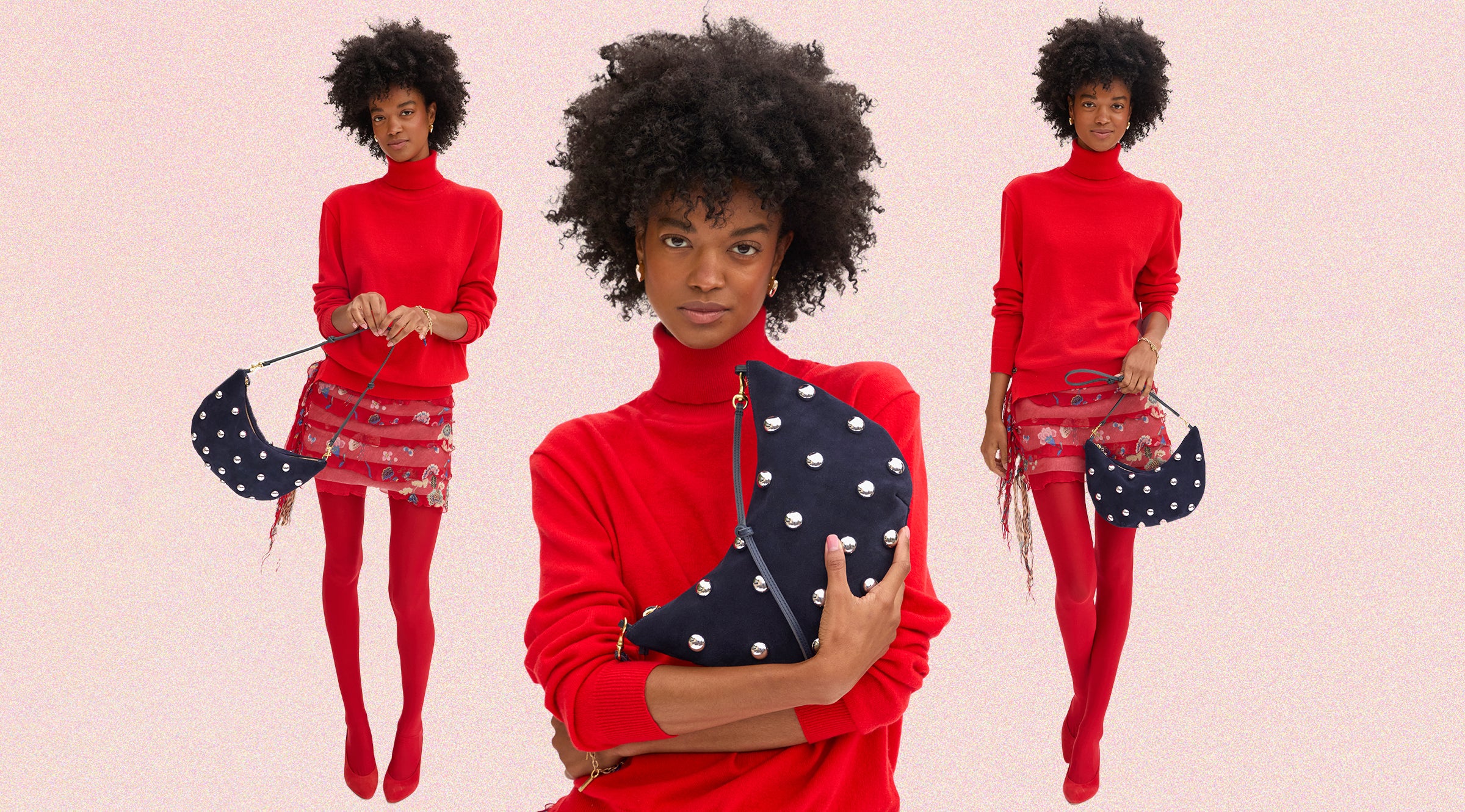 Model carrying the Navy with Studs Lune.