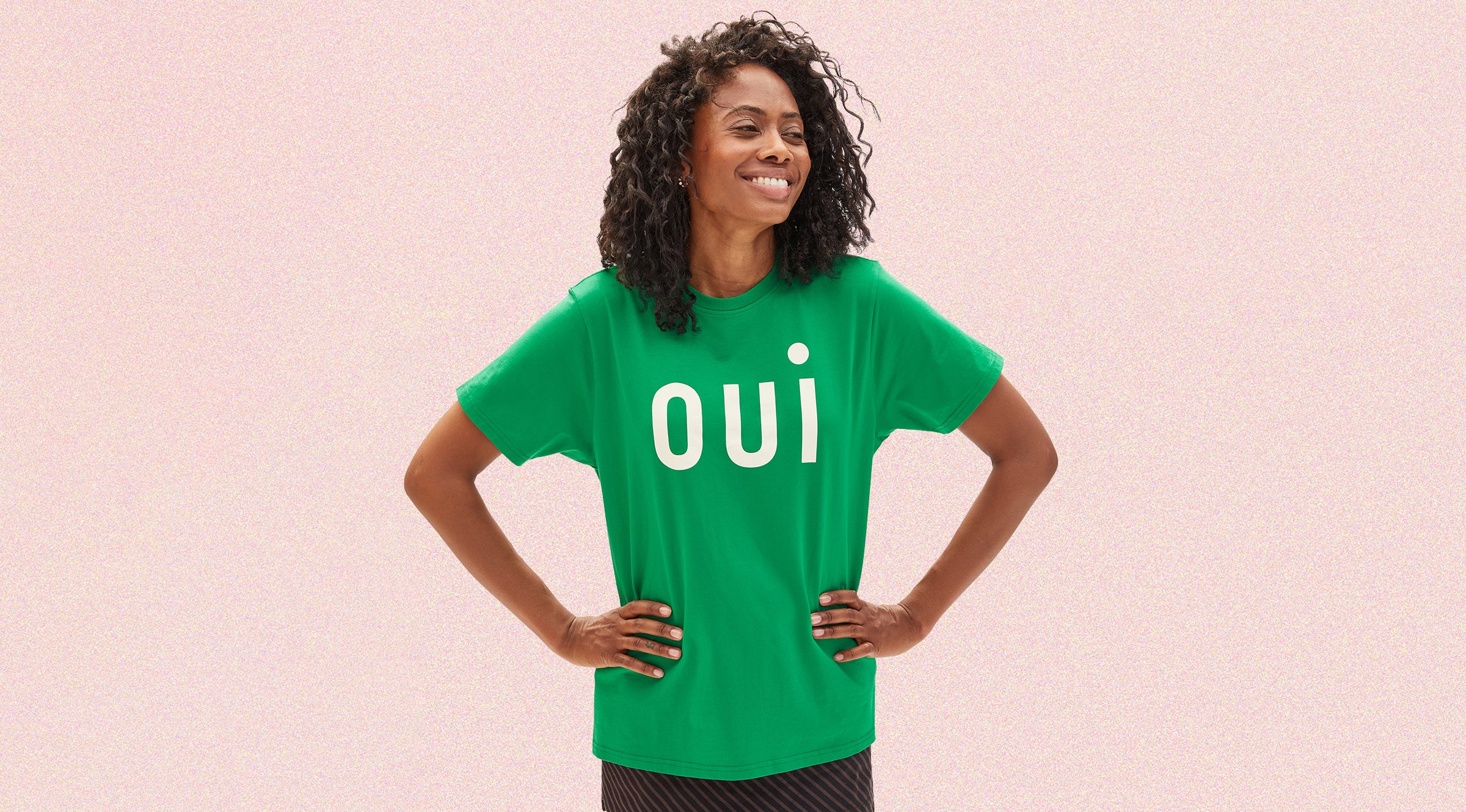 Model wearing the Green Oui Original Tee.