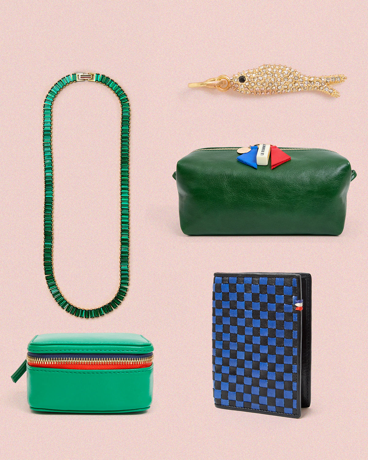 Assortment of Clare V. accessories. 