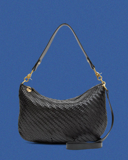 Black Woven Zig Zag Moyen Messenger. 