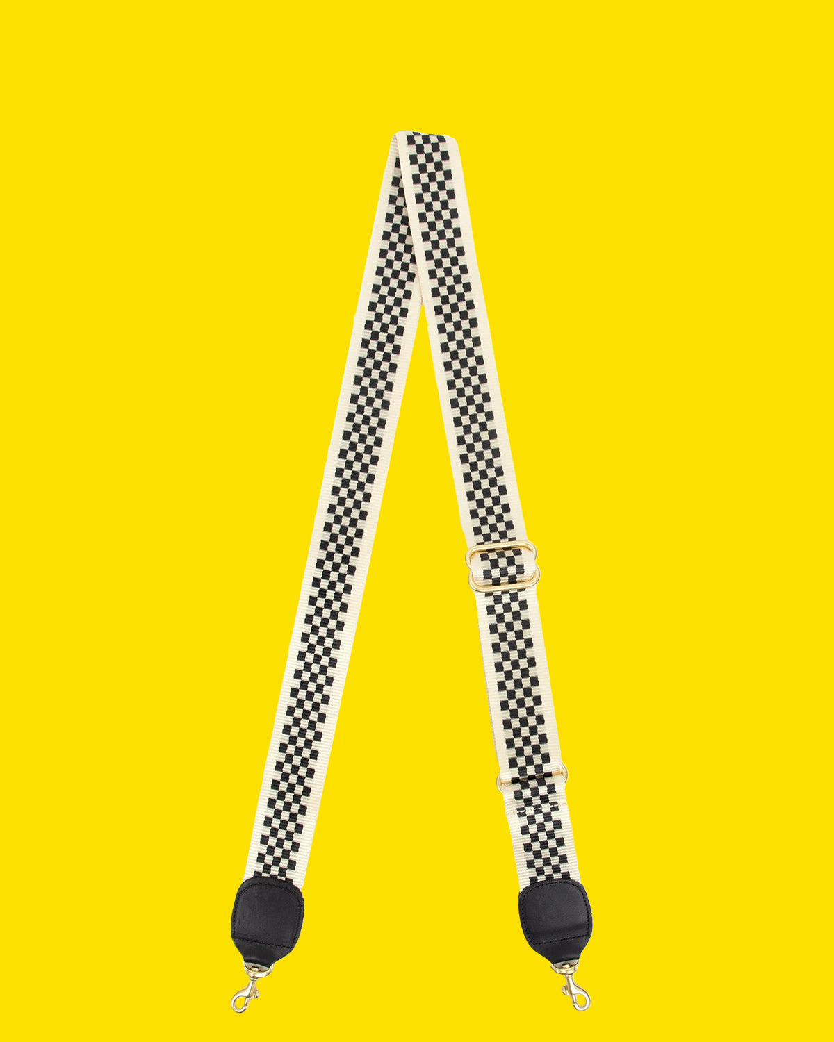 Black and Cream Checker w/ Black Tabs Adjustable Crossbody Strap.