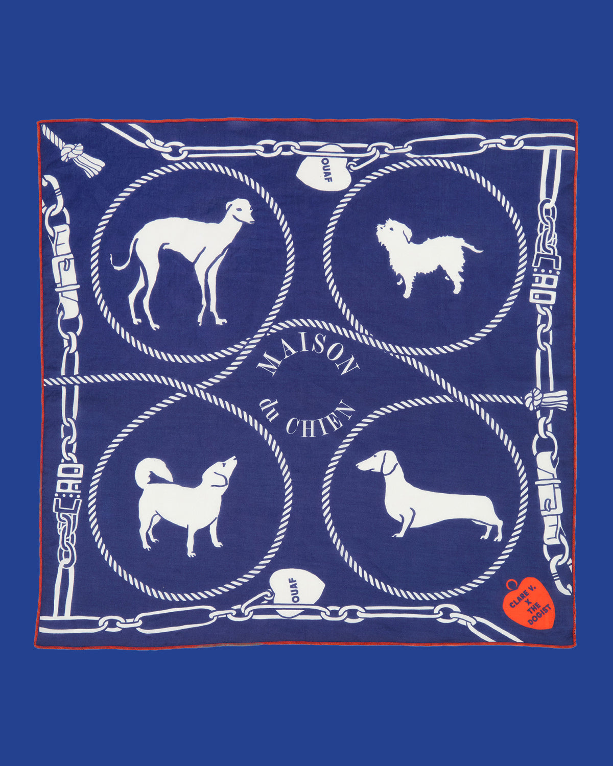 Clare V. x The Dogist Navy/Meringue Maison Du Chien Bandana.