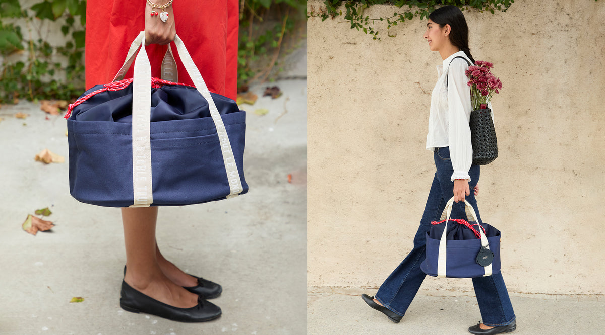 Model carrying the CV x Staub Collection Pieces. 