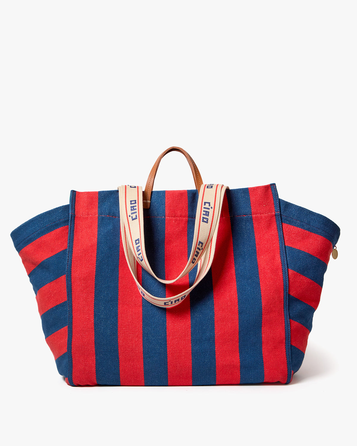 Poppy and French Blue Canvas Stripe La Côte Tote.