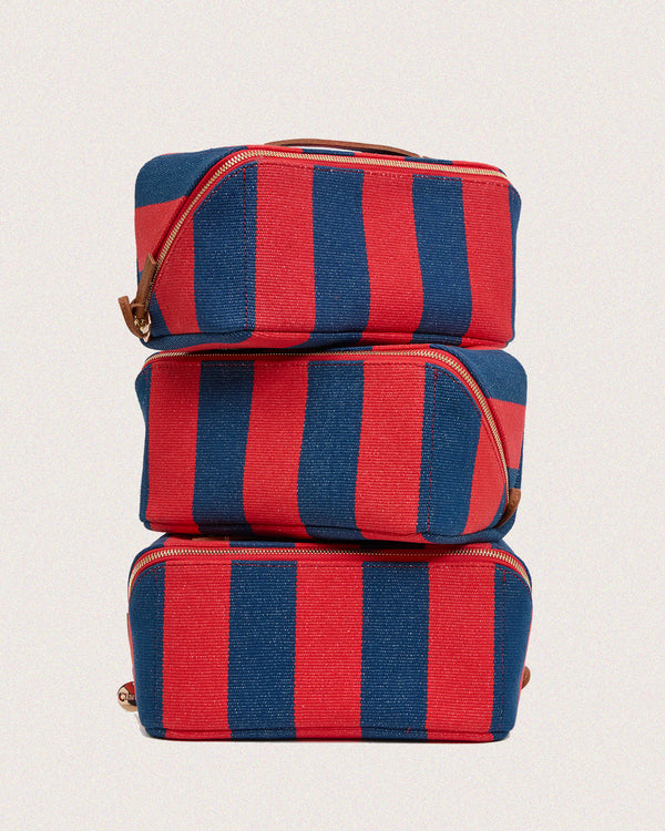 Poppy and French Blue Canvas Stripe
Vacances.