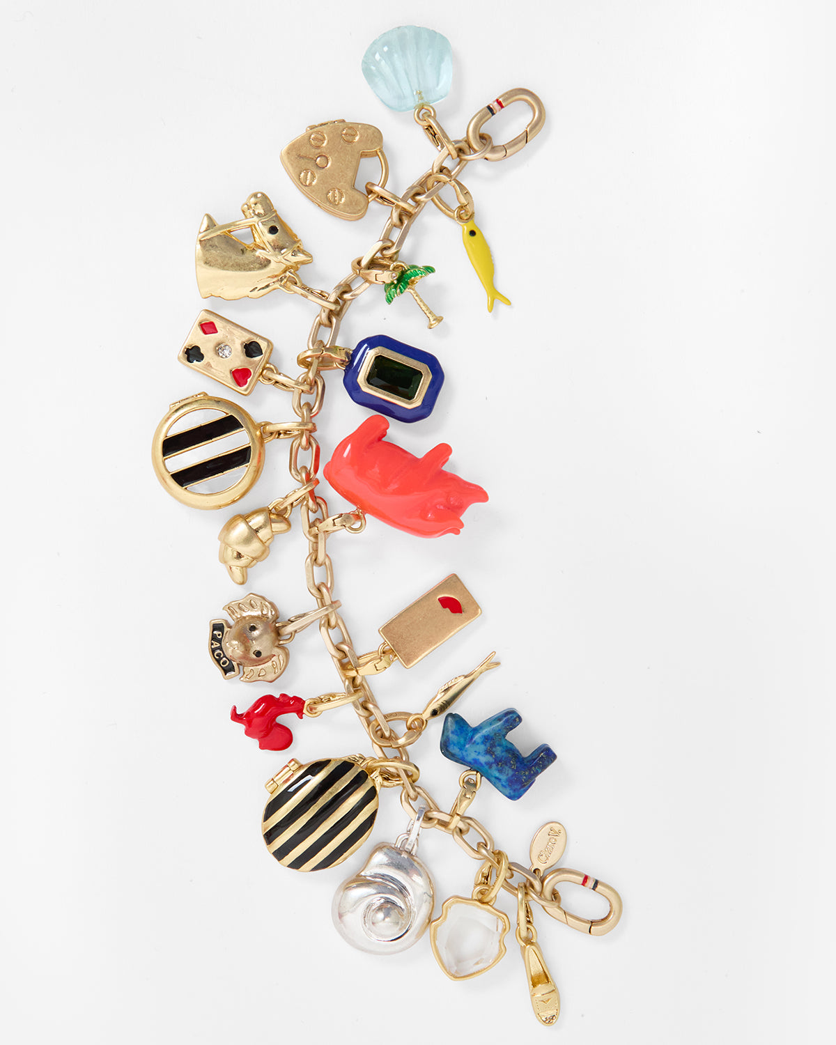 Charm Bracelet full of an assortment of Clare V. charms. 