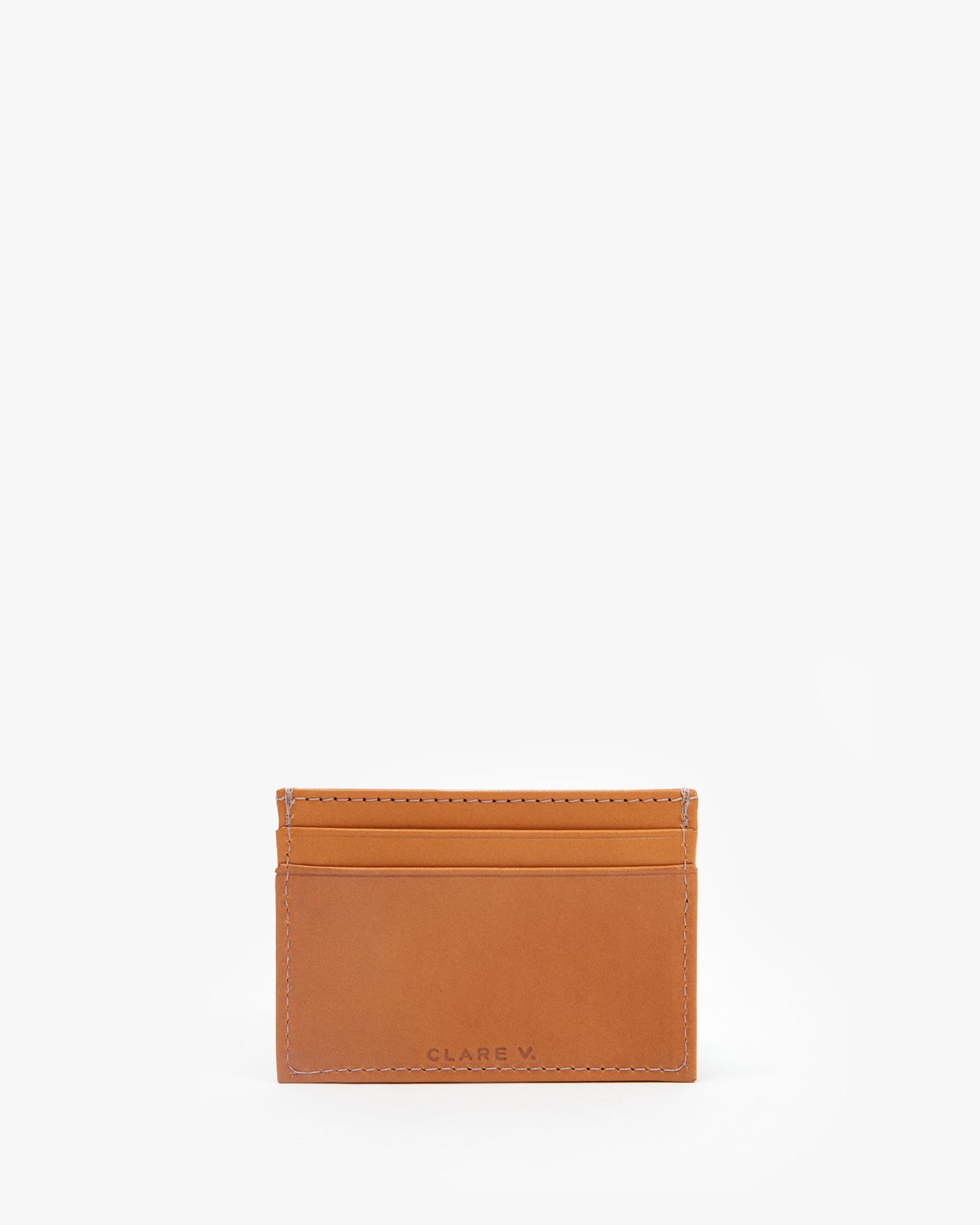 Clare V. Petit Zip Wallet Cuoio with Black & Cream