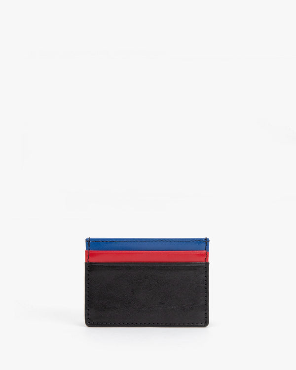 Black Adams's Card Case with Red & Blue Card Slots - Front