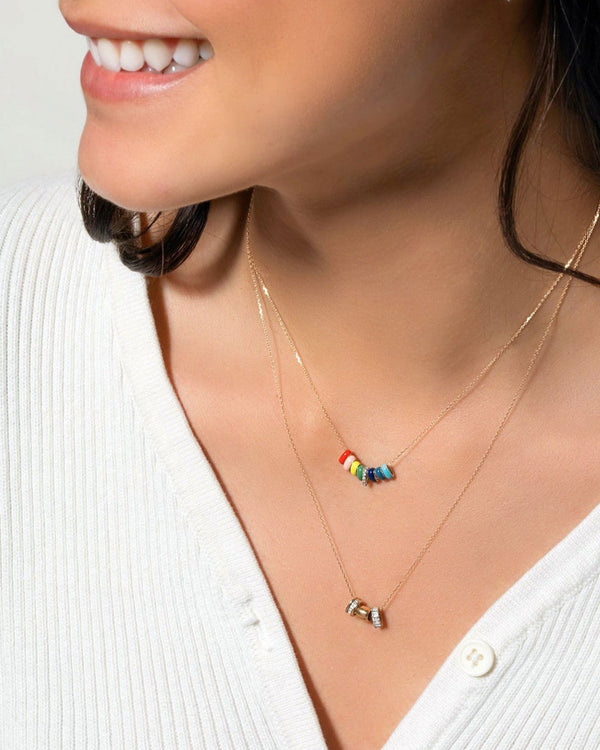 Adina Reyter Carnival Bead Party Necklace on Model