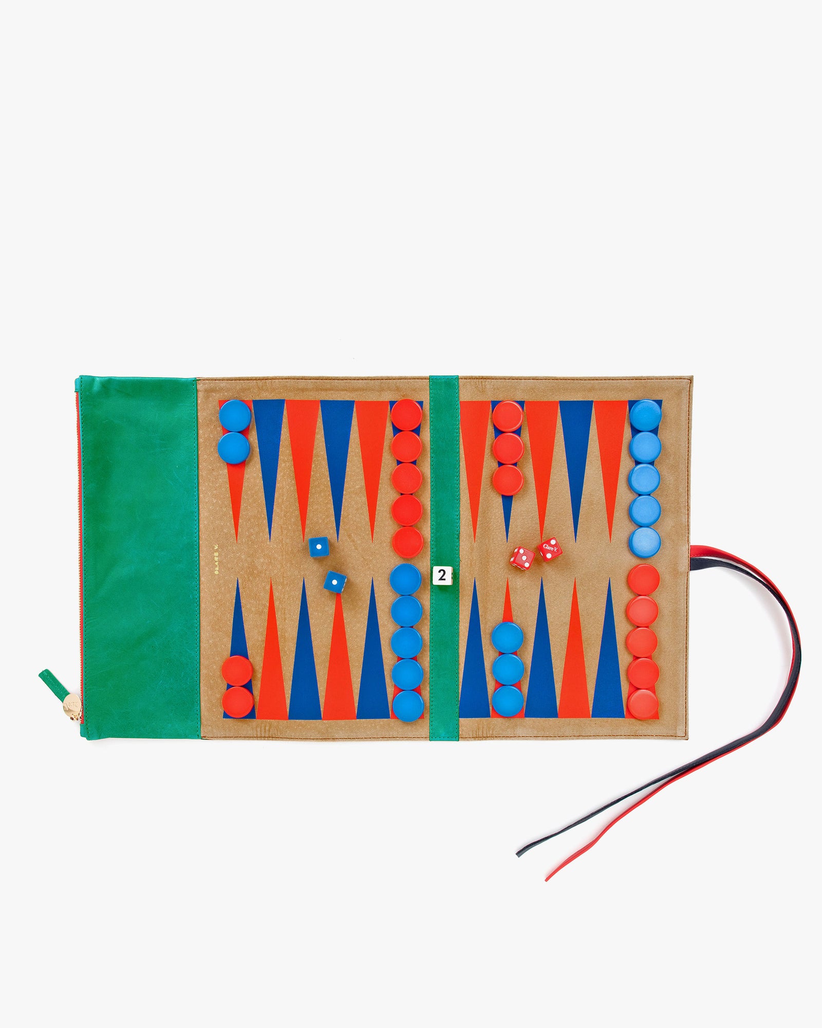 Green new look Backgammon Set open