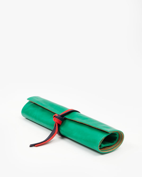 Green Backgammon Set rolled up