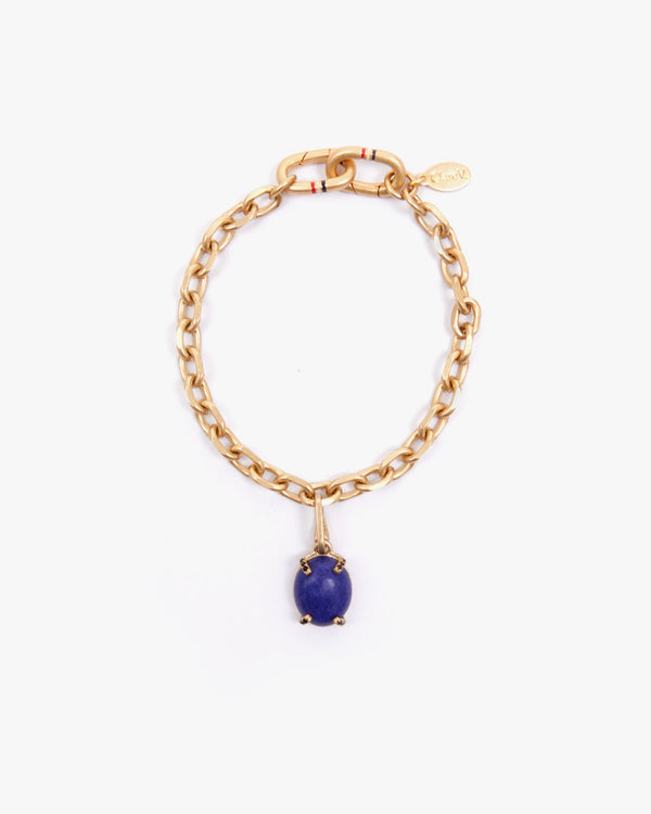 Lapis & Poppy Cabochon Charm on the Charm Chain Bracelet