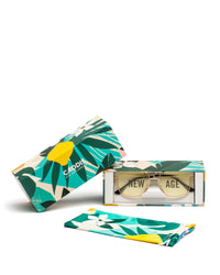 Caddis Hooper Readers in Polished Gold in Sunglass Box Case with Floral Print Soft Sunglasses Pouch Outside of The Box