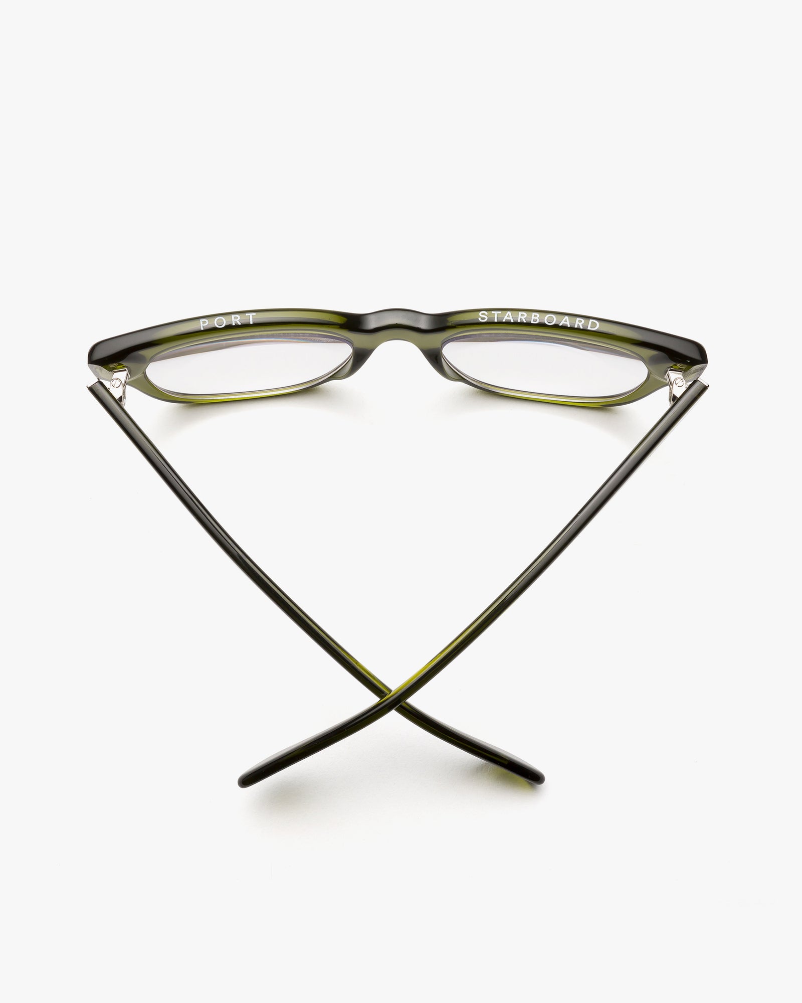 Sky View of the CADDIS Miklos Readers in Olive to Show the Etchings on the Top of the Frames