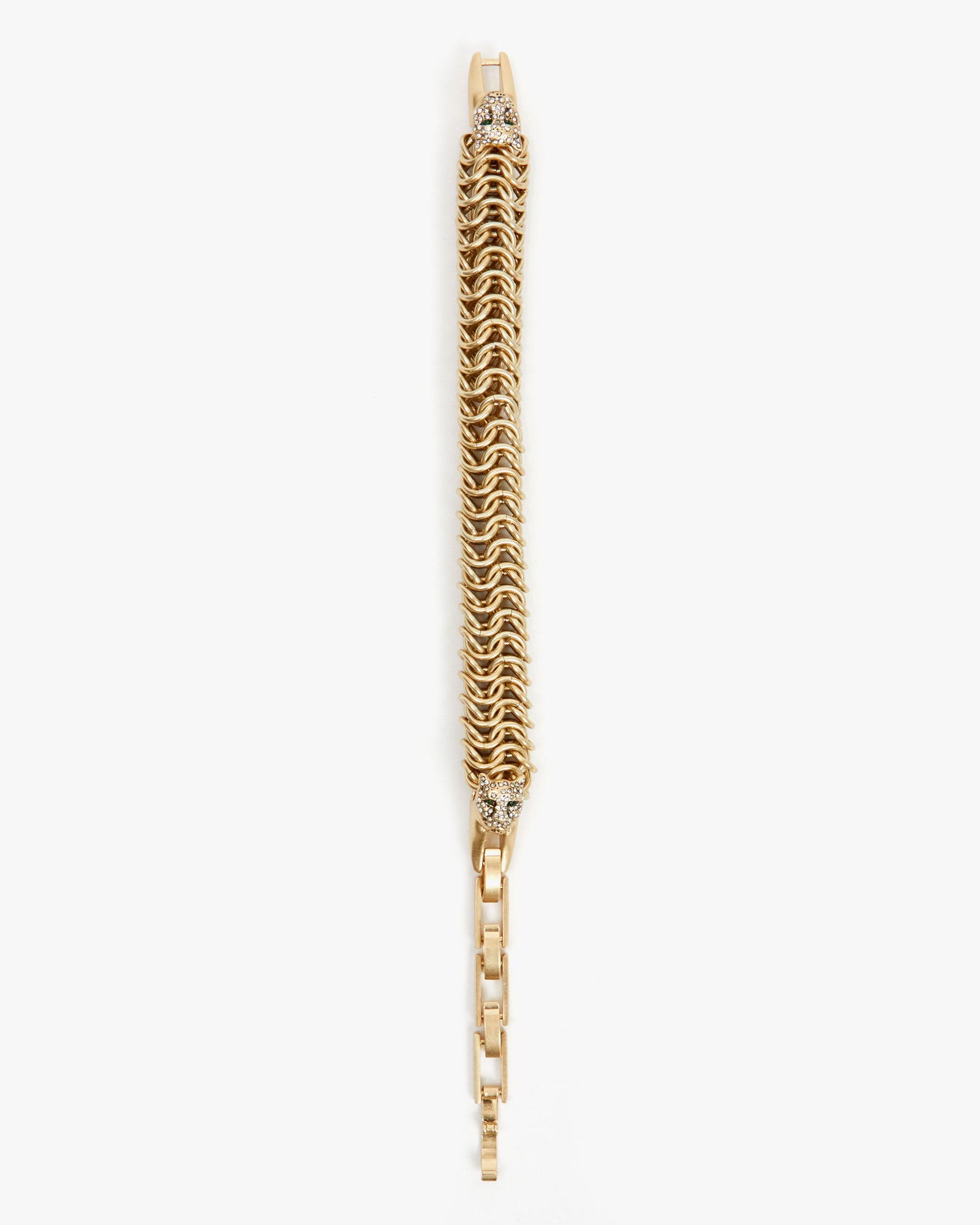 Vintage Gold Chain Statement Bracelet lain out flat on a white background