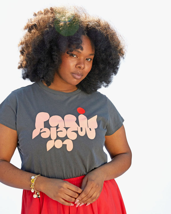 Candice wearing the Faded Black Paris L.A. Classic Tee